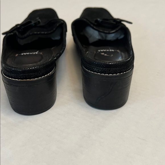 STUART WEITZMAN BLACK LEATHER MULES /SLIDES BLACK HEELS 9 - Picture 5 of 16